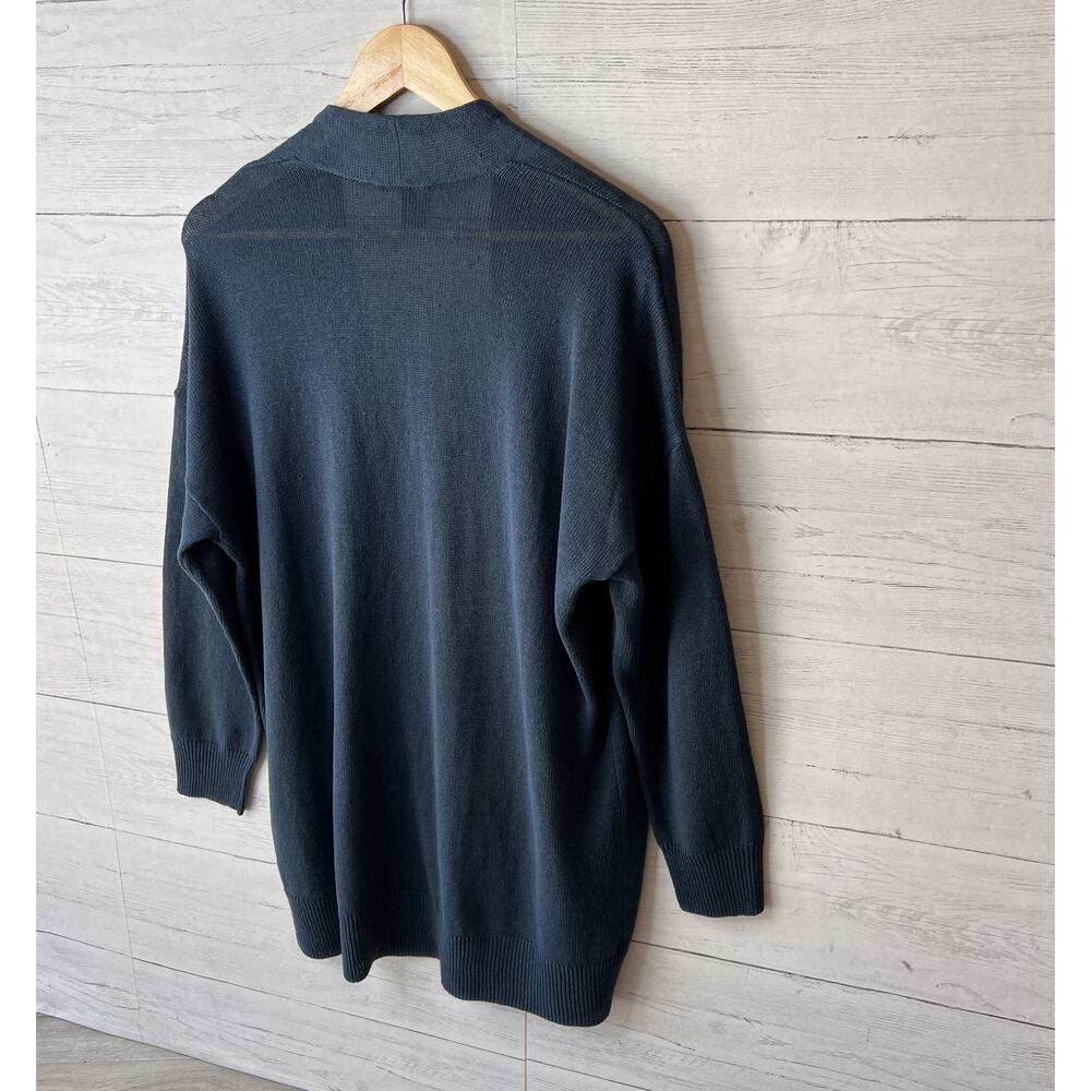 Eileen Fisher Cardigan Womens Size Small Dark Teal Open Organic Linen & Cotton - Picture 9 of 14